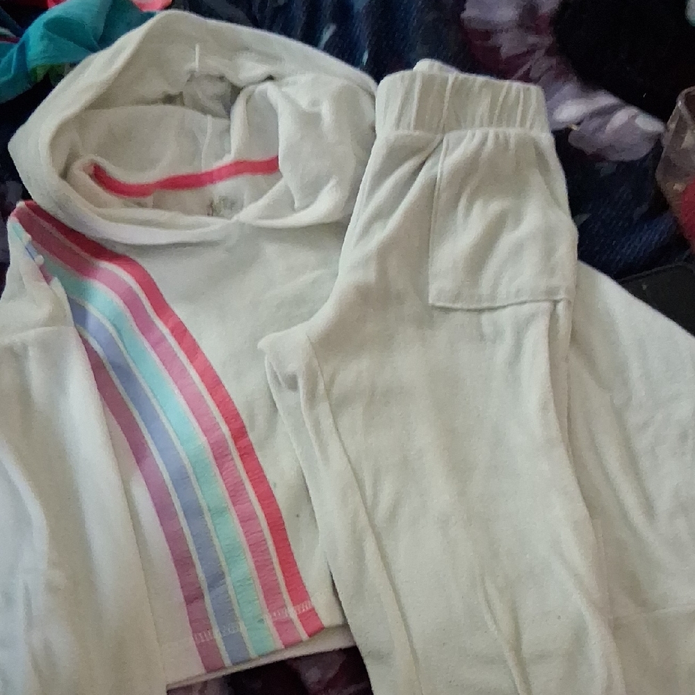 Justice Cream Joggers with Rainbow Stripe
